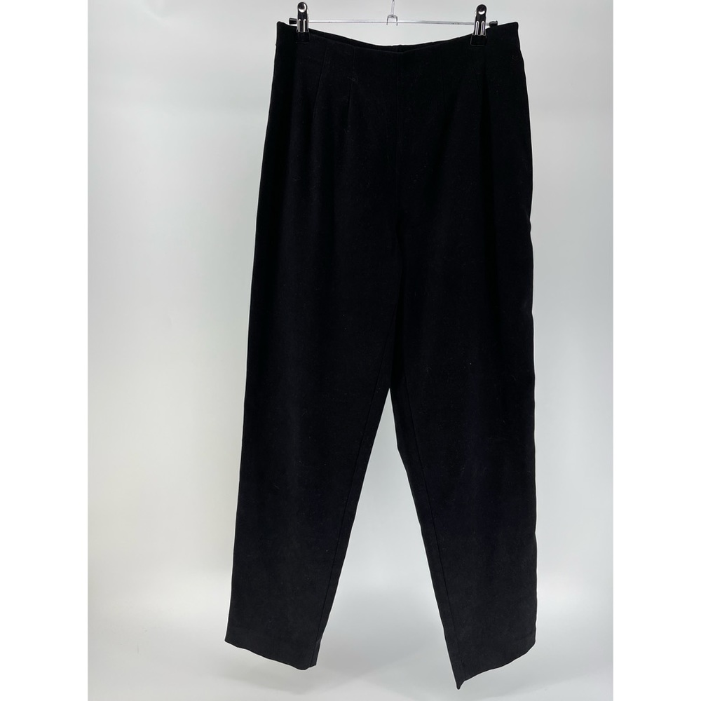 Vintage L.L. Bean Black Pleated High-Rise Faux Suede Pants, Women’s 8, 28” Waist
